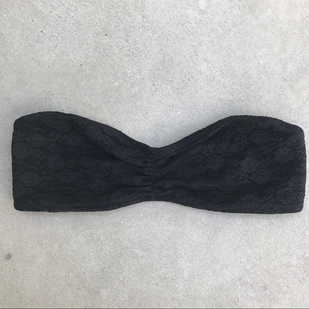 Victoria's Secret PINK Lace Strapless Bandeau  BLK